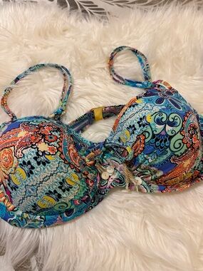 Colorful Paisley Push-Up Bikini Top